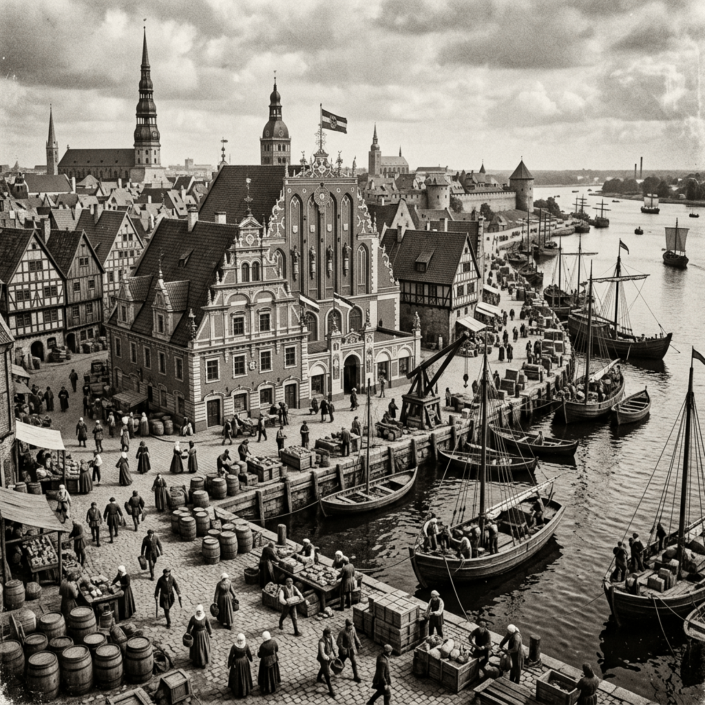 Hanseatic Riga medieval port and guild hall
