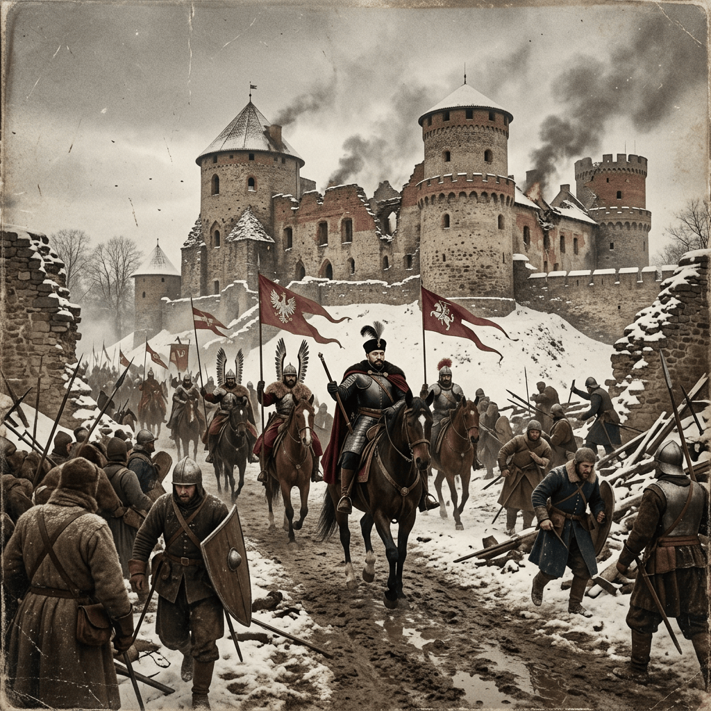1577 Stephen Batory conquers Livonia scene