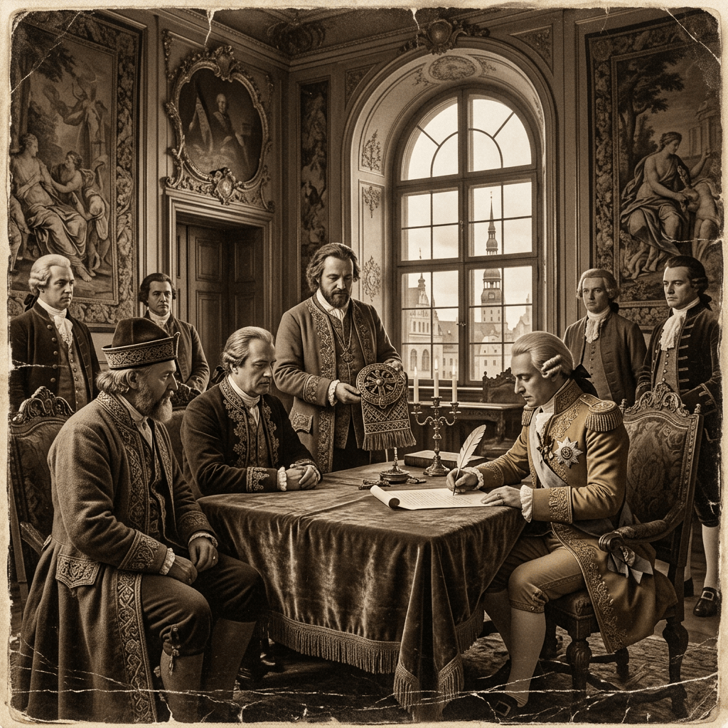 18th-century treaty signing with Russian imperial court