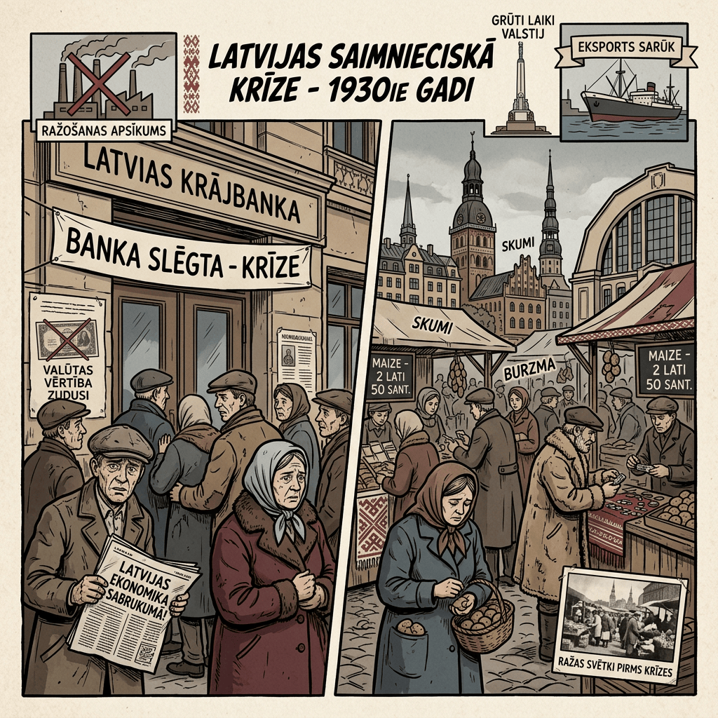 1930s Latvian economic crisis bank and market